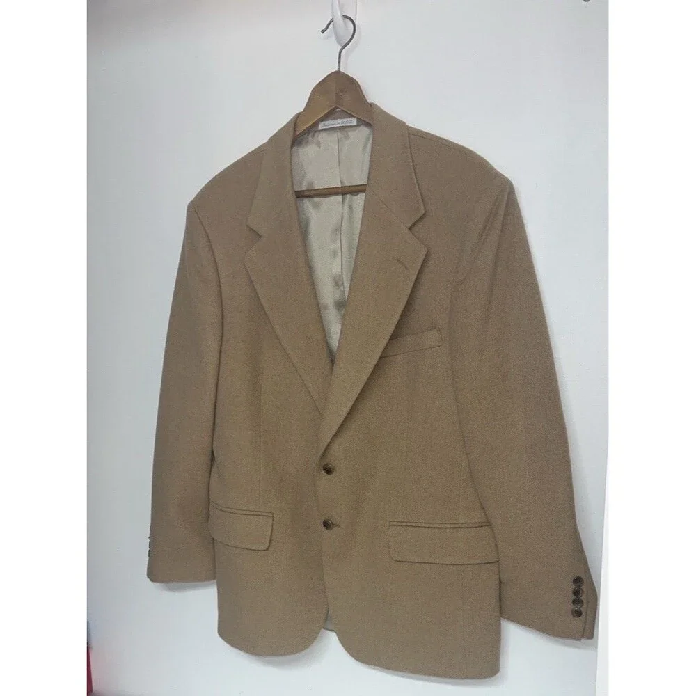 Club Room Mens 100% Camel Hair Blazer 42R Sport Coat Old Money Tan Quiet Luxury